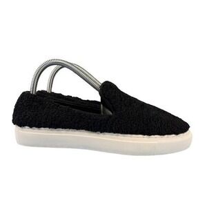 Steven New‎ York Black Faux Fur Slip On Sneakers Cozy Y2K Lounge Casual Womens 9